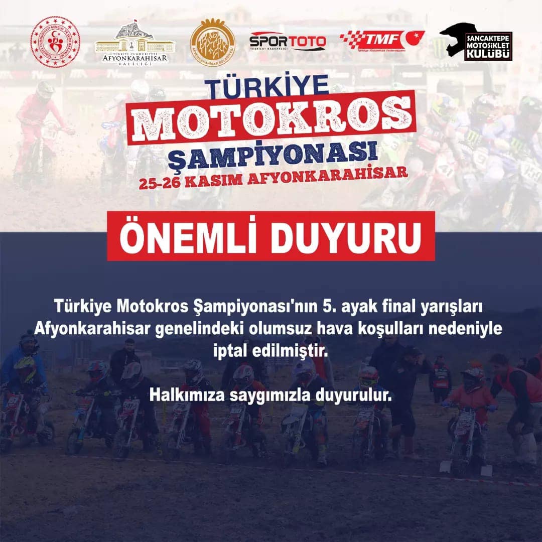 Afyonkarahisar'da Motokros Şampiyonası Hava Nedeniyle İptal