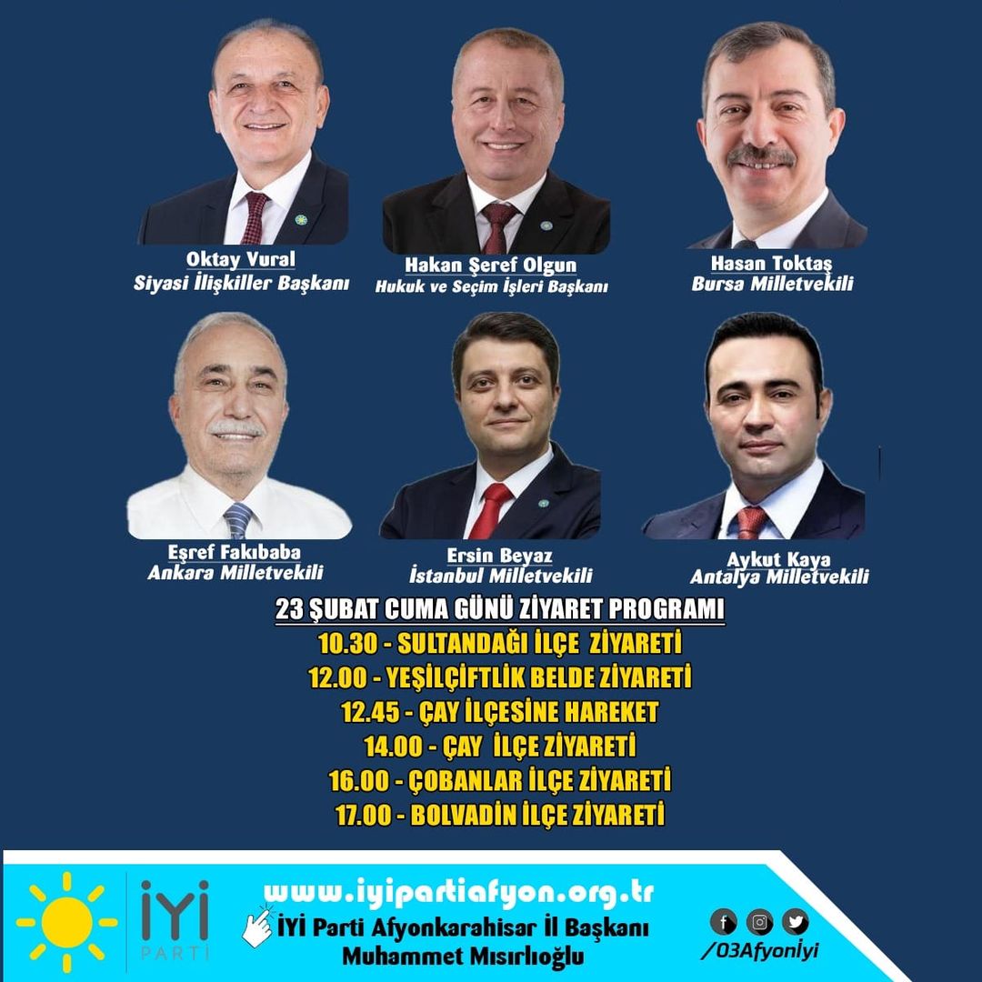 İYİ Parti heyeti, Afyonkarahisar'da halkın sorunlarını ele alacak. #İYİPartiAfyonkarahisar