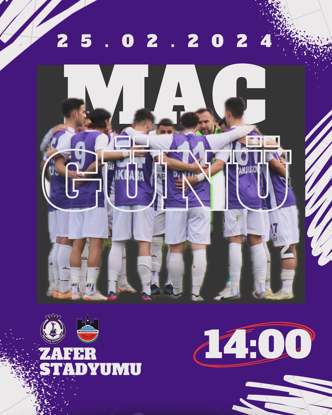 Afyonspor Zafer Stadyumu'nda Diyarbekirspor'u ağırlıyor