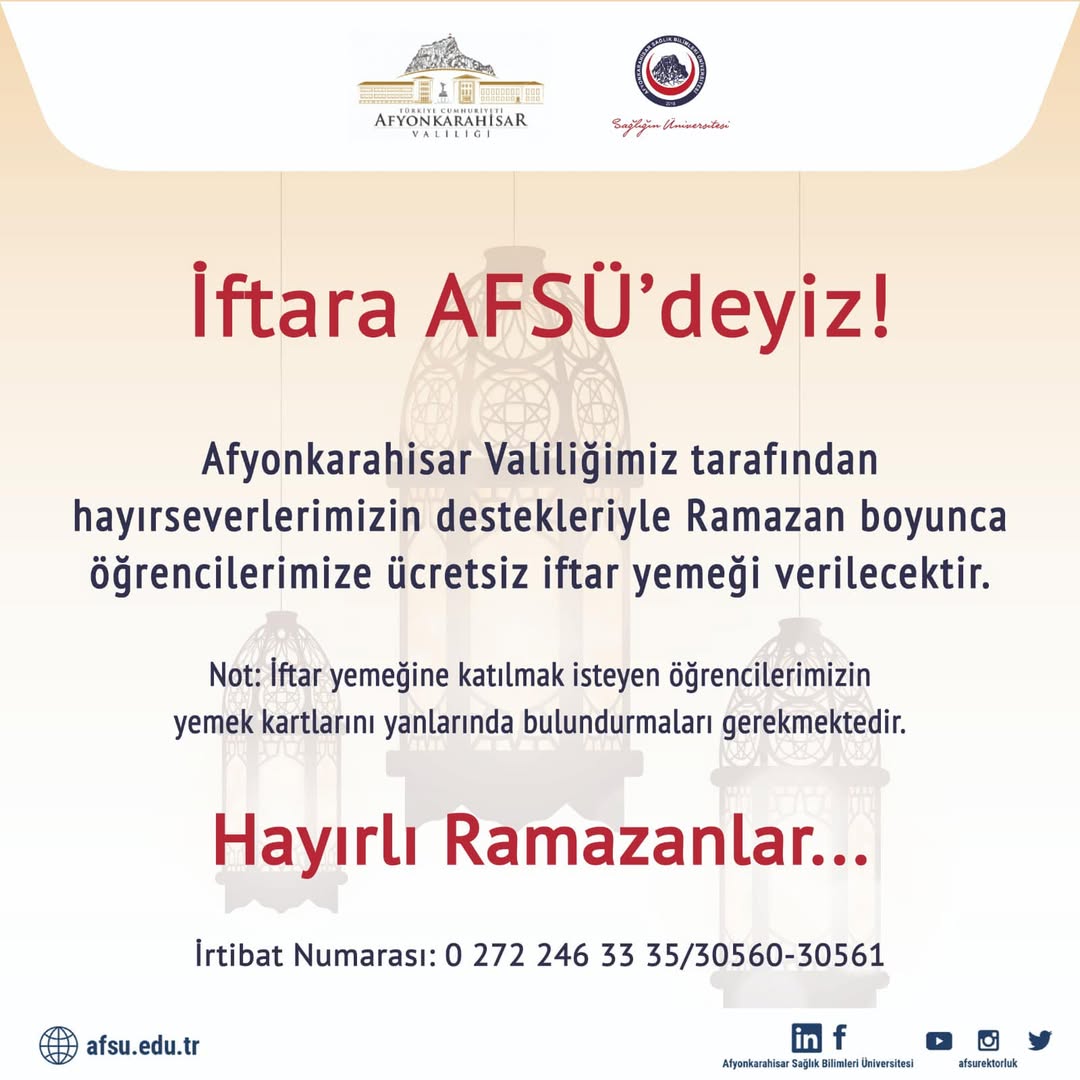 Afyonkarahisar'da AFSÜ Öğrencilerine Ramazan Boyunca Ücretsiz İftar Yemeği